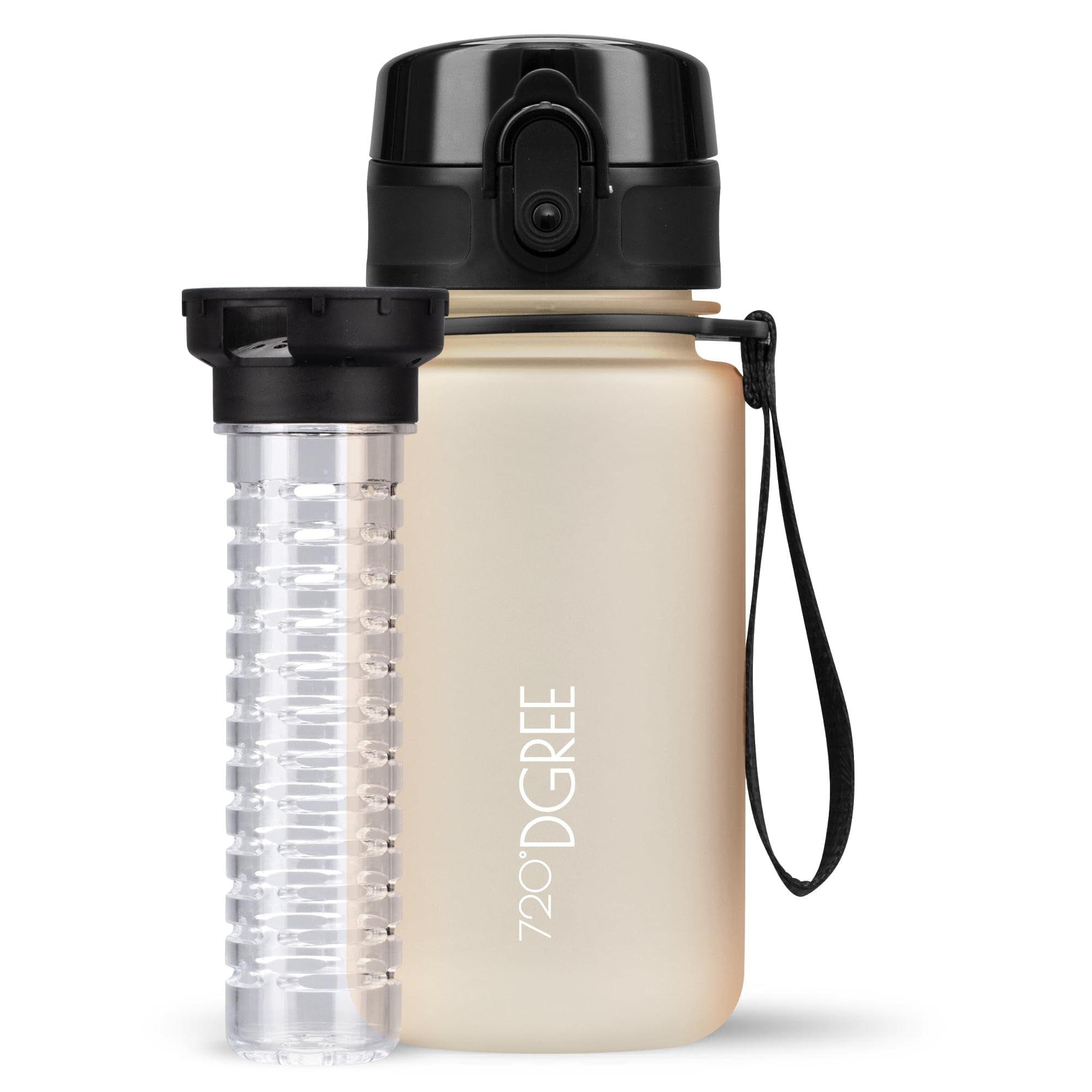 720°Dgree Light Peach | Softtouch Kids Water Bottle “Uberbottle“ - 350 Ml Softtouch +Fruit-Infuser - Bpa-Free Tritan, Leakproof, Reusable Drinking Bottle - Waterbottle For Children, Kindergarten, School, Sports, Running