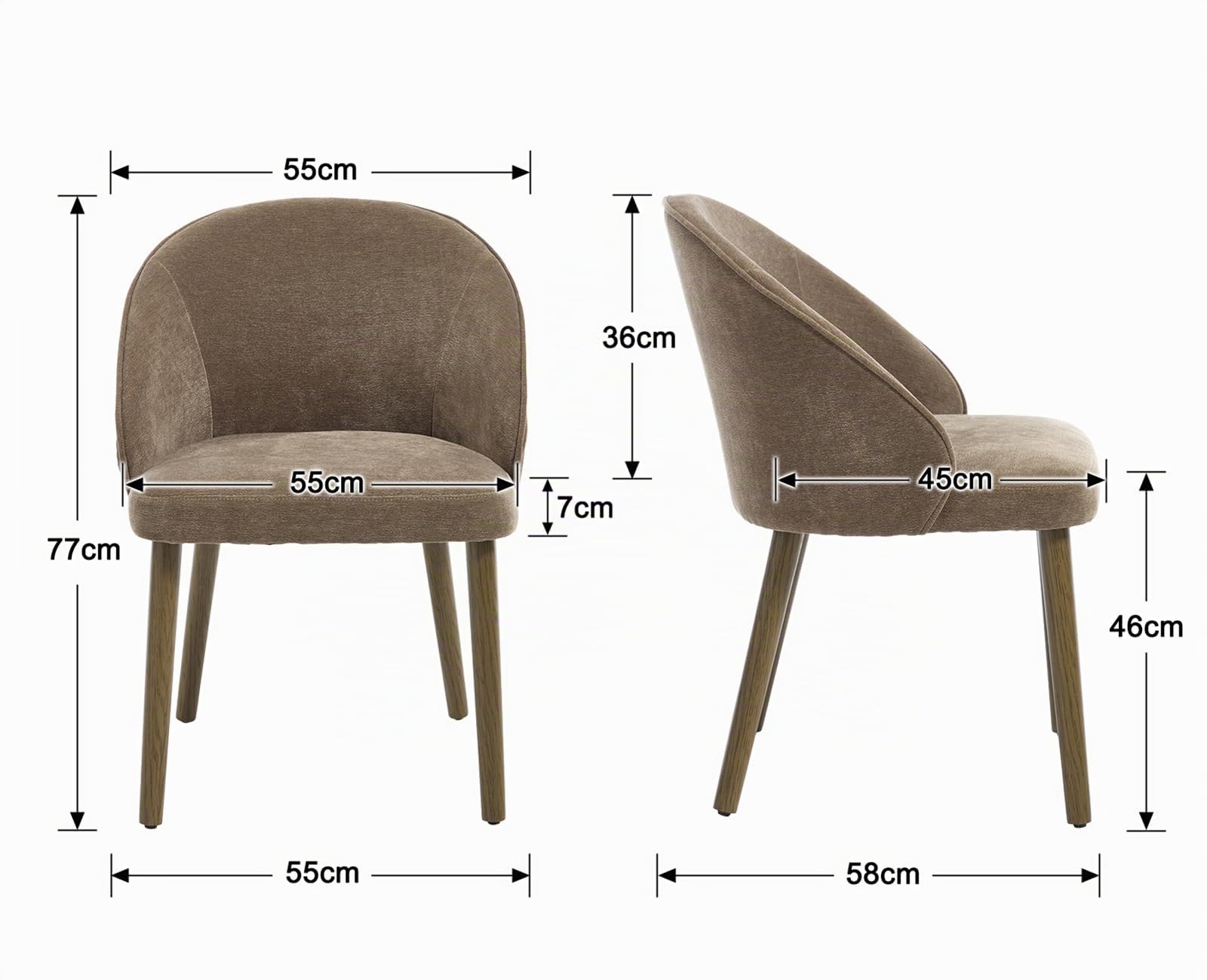 Set di 2 Sedie Sala da Pranzo Moderne per Cucina, Marrone