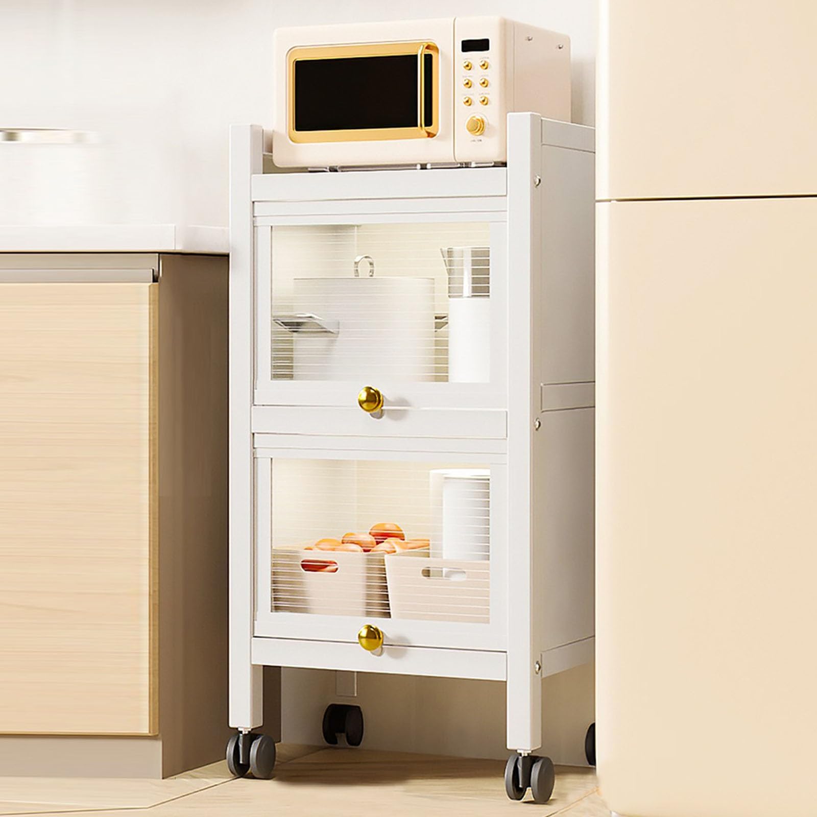 Étagère de four à micro-ondes buffet de cuisine à 4 niveaux en métal