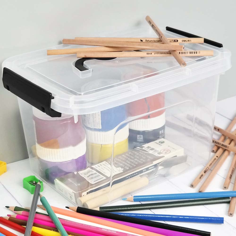 6 L Aufbewahrungsbehälter aus Kunststoff, Transparent Plastikbox mit Deckel, 6 Stück