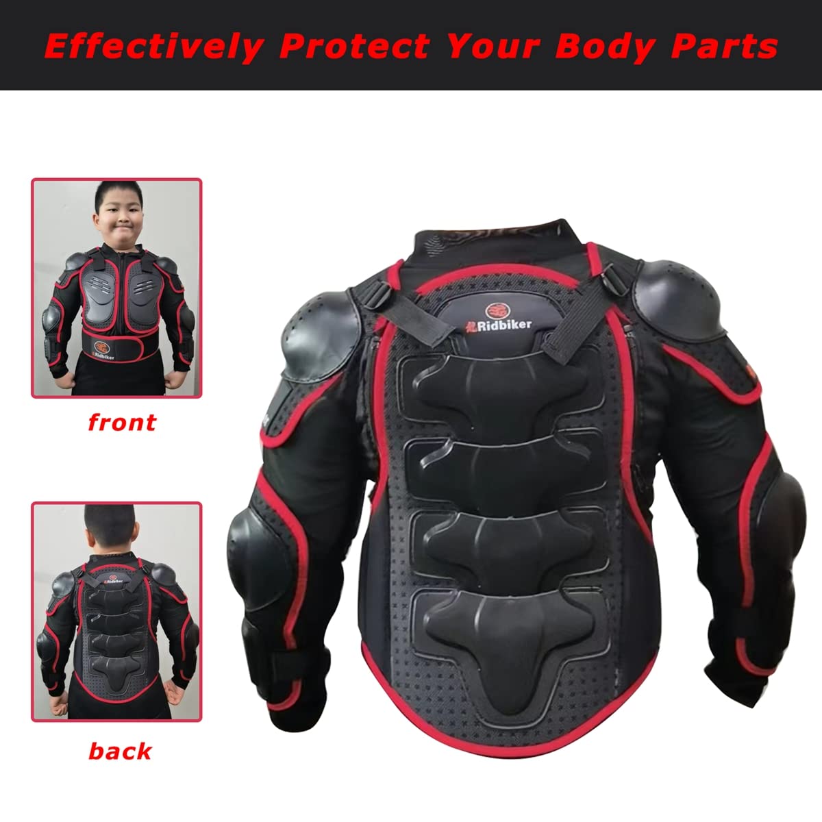 Protector de columna vertebral para motocross, adolescente, protector de cuerpo completo con codos, rodilleras, espinilleras