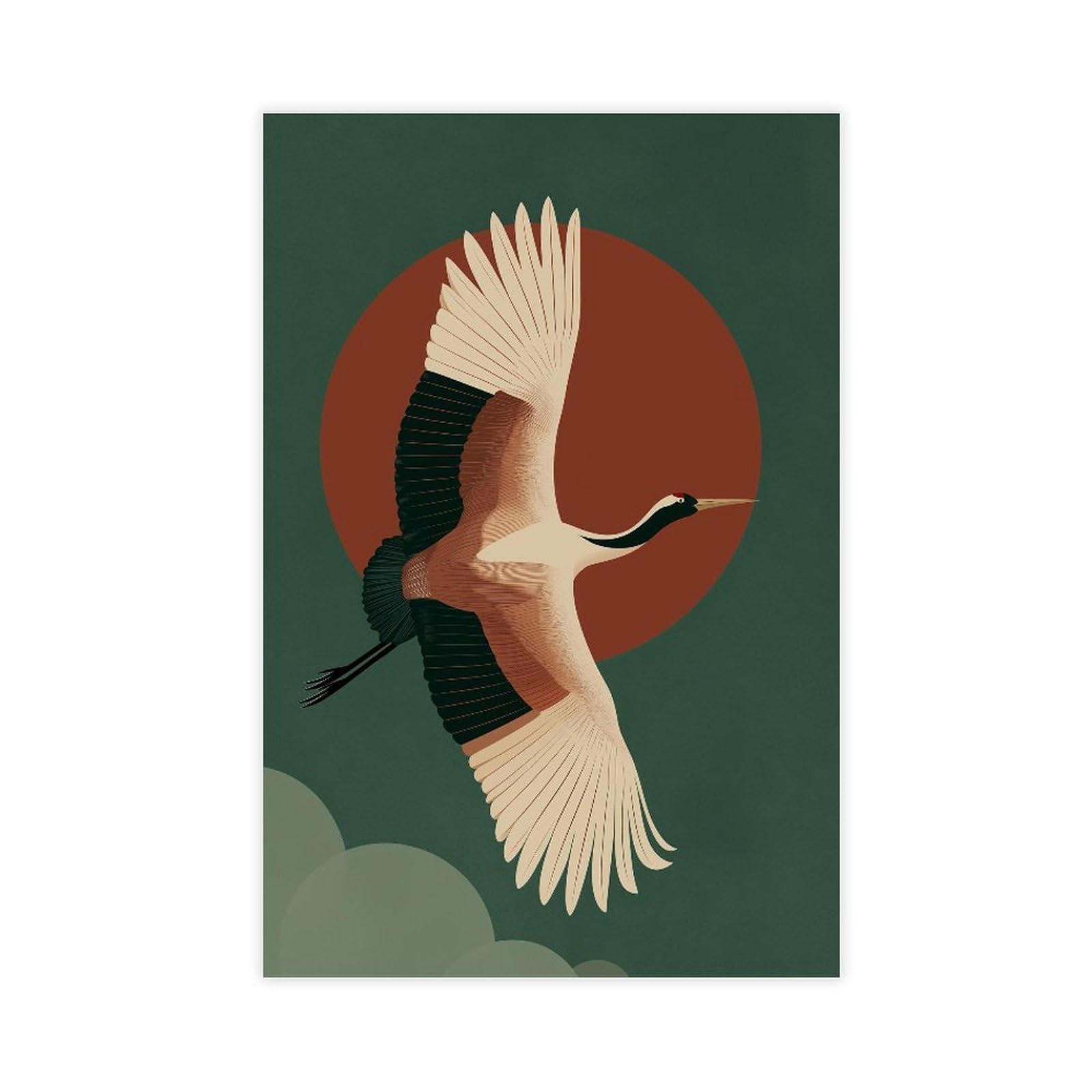 Jfecth Unframe-Style Modern Crane Poster Canvas Poster For Bedroom Decor Gift