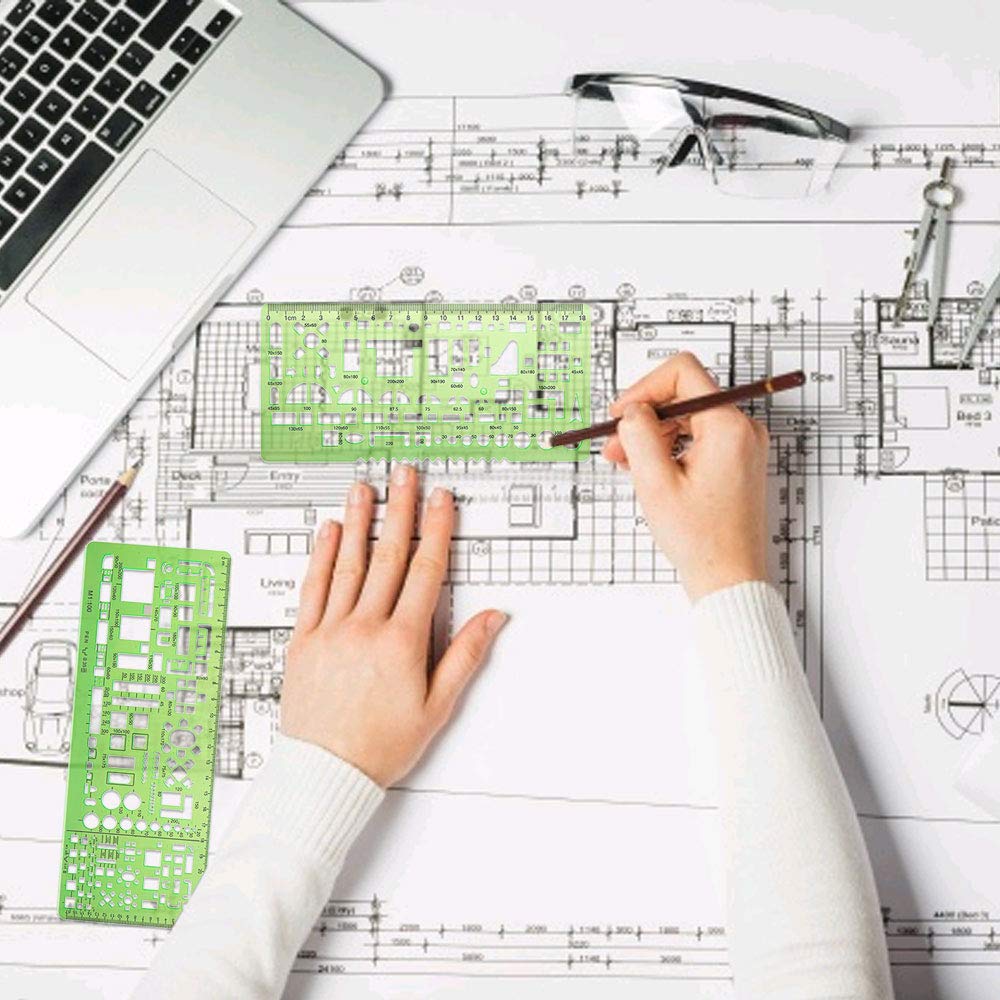 6 Piezas Plantillas de Dibujo Geométrico Regla Formas Geometricas Plantilla de Circulo de Dibujo Regla Plantilla Circulos para Oficina y Escuela