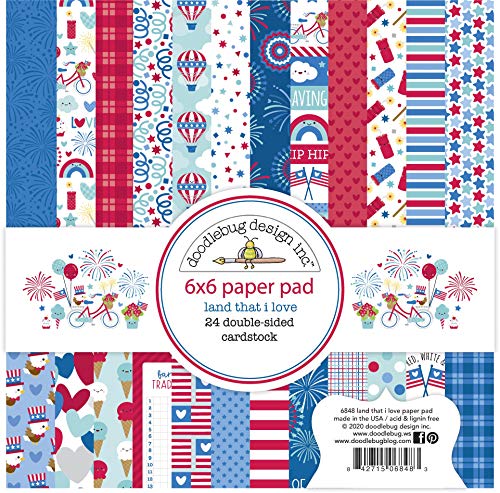 Doodlebug Design Paper 6X6 PAD, Land That I Love, 12 Designs/2 Each