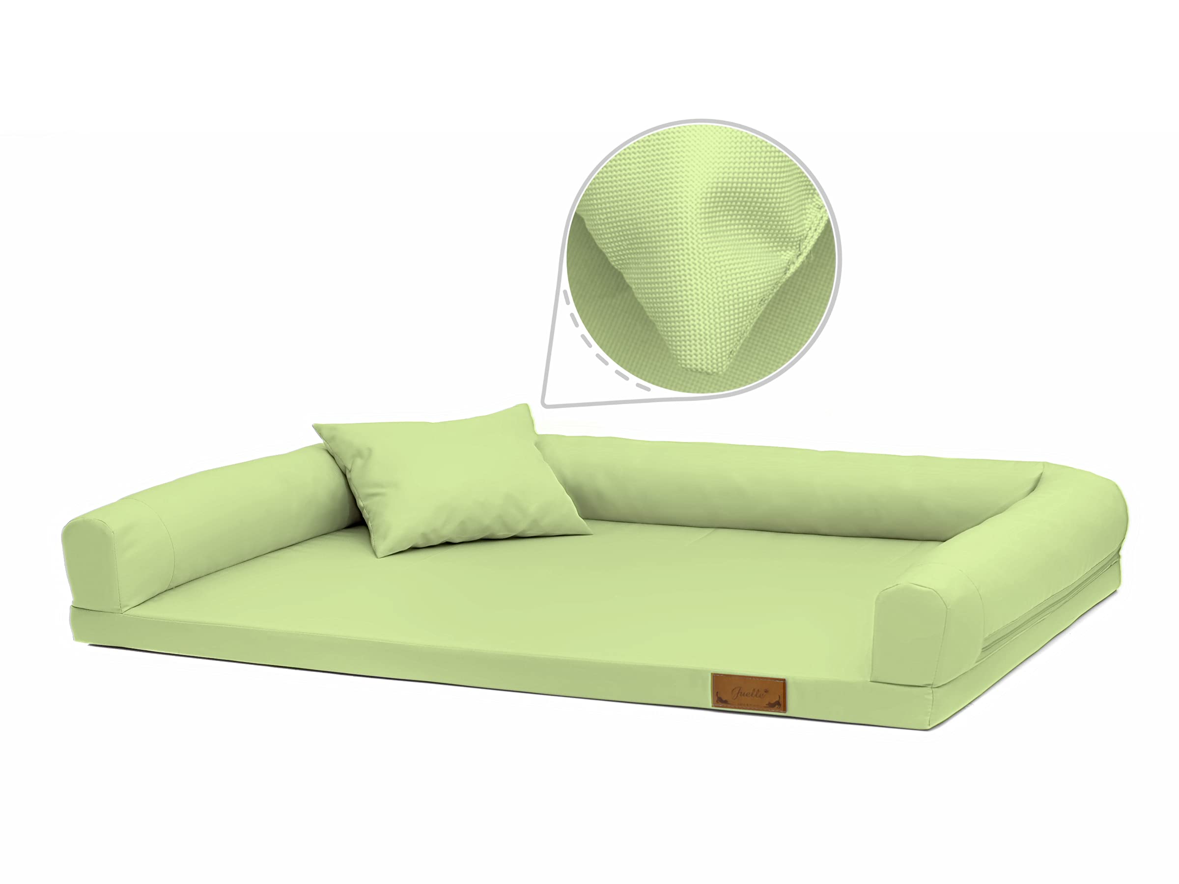 Juelle Cama Ortopédica para Perros Grandes, Colchón Ergonómico con Laterales para Perros Grandes, Funda Extraíble, Lavable a máquina, Lucky 2XL (Tamaño: L - 120 x 90 cm, Verde Guisante)