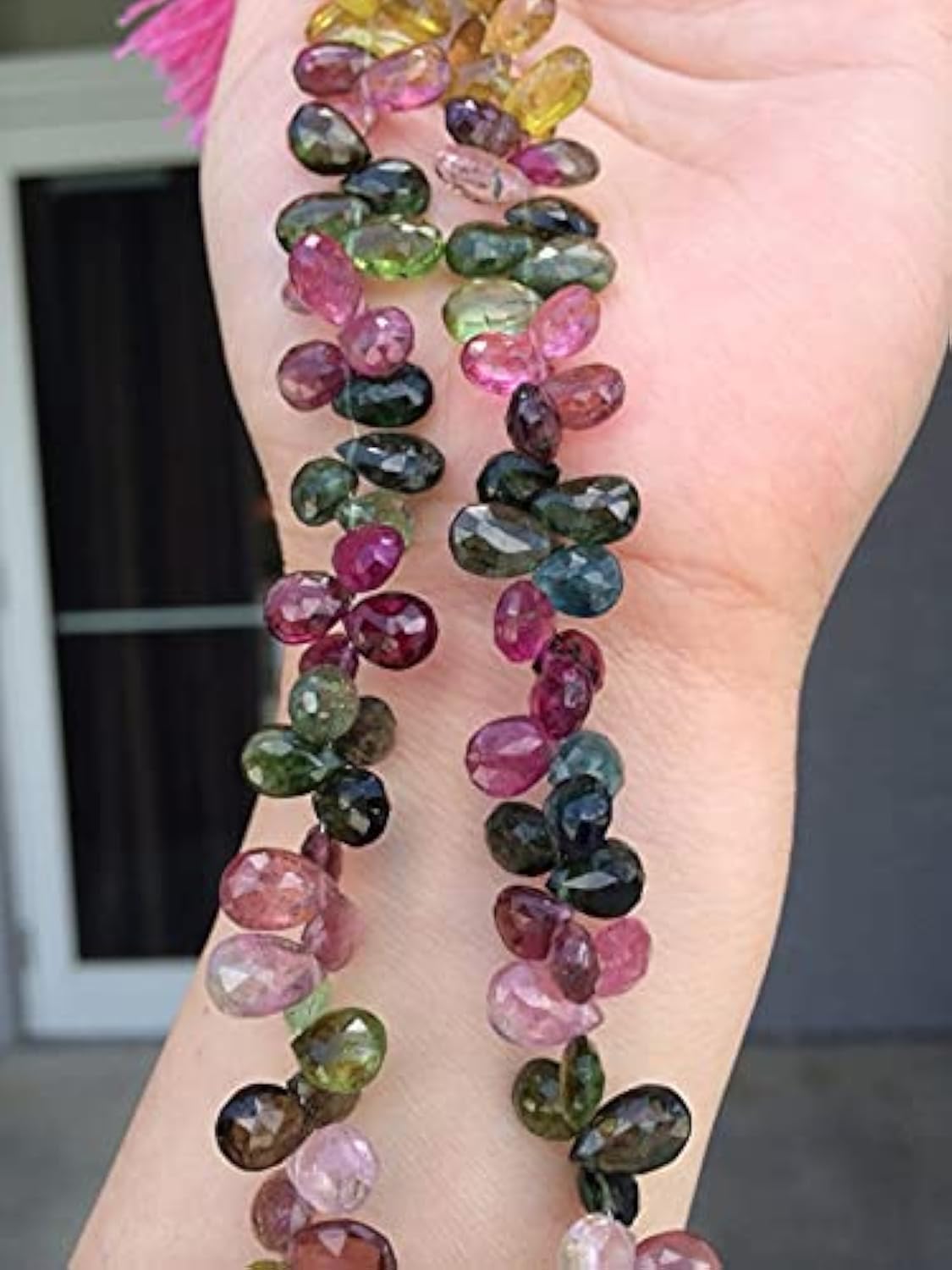 Tourmaline multicolore perle poire facettée LKBEADS 5x7-6x9mm pour fil création bijoux artisanaux