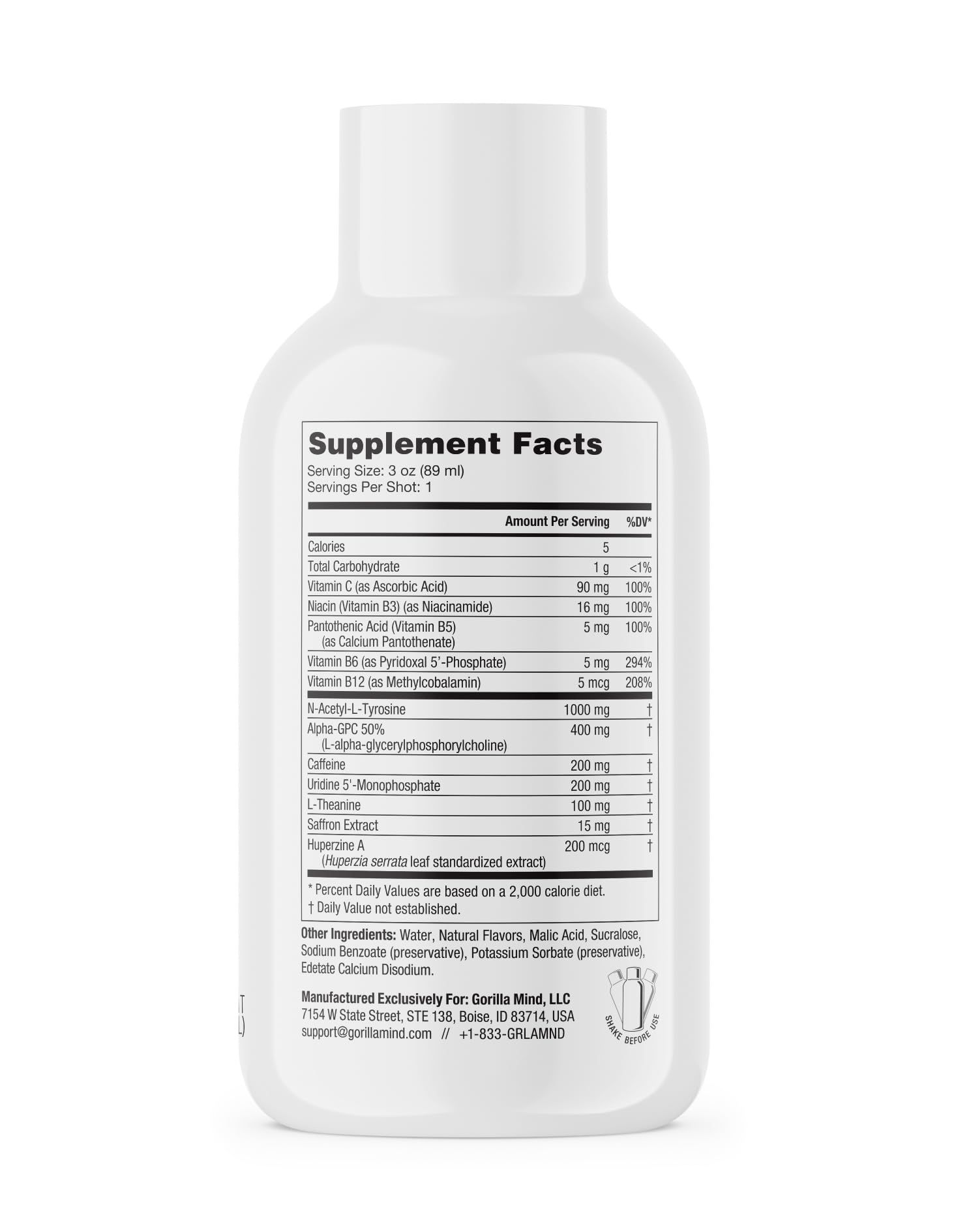 Gorilla Mode Energy Shots (6-Pack) - Energy Shots for Enhanced Focus & Energy, Sugar-Free, Fast-Acting, Potent Formula with Vitamins & Natural Extracts (Arctic White)