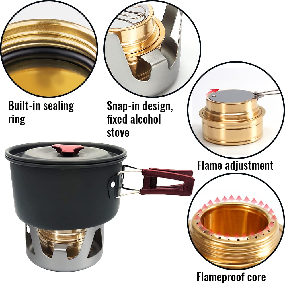 Fornello Campeggio, RosyFate ad Alcool, Portatile, con Bruciatore di alcool, per Outdoor, Picnic, Escursionismo, Cucinare