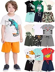 Kit Sortido 10 Peças de Roupas Bebê Menino - 5 Conjuntos Manga Curta Masculino Infantil Verão