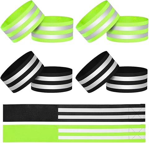 8 Brazaletes Elásticos Reflectantes, Bandas Reflectantes de Alta Visibilidad, Banda Reflectante de Seguridad, Reflectante para Correr, Andar en Bicicleta, Caminar, Brazo, Muñeca, Tobillo, Pierna