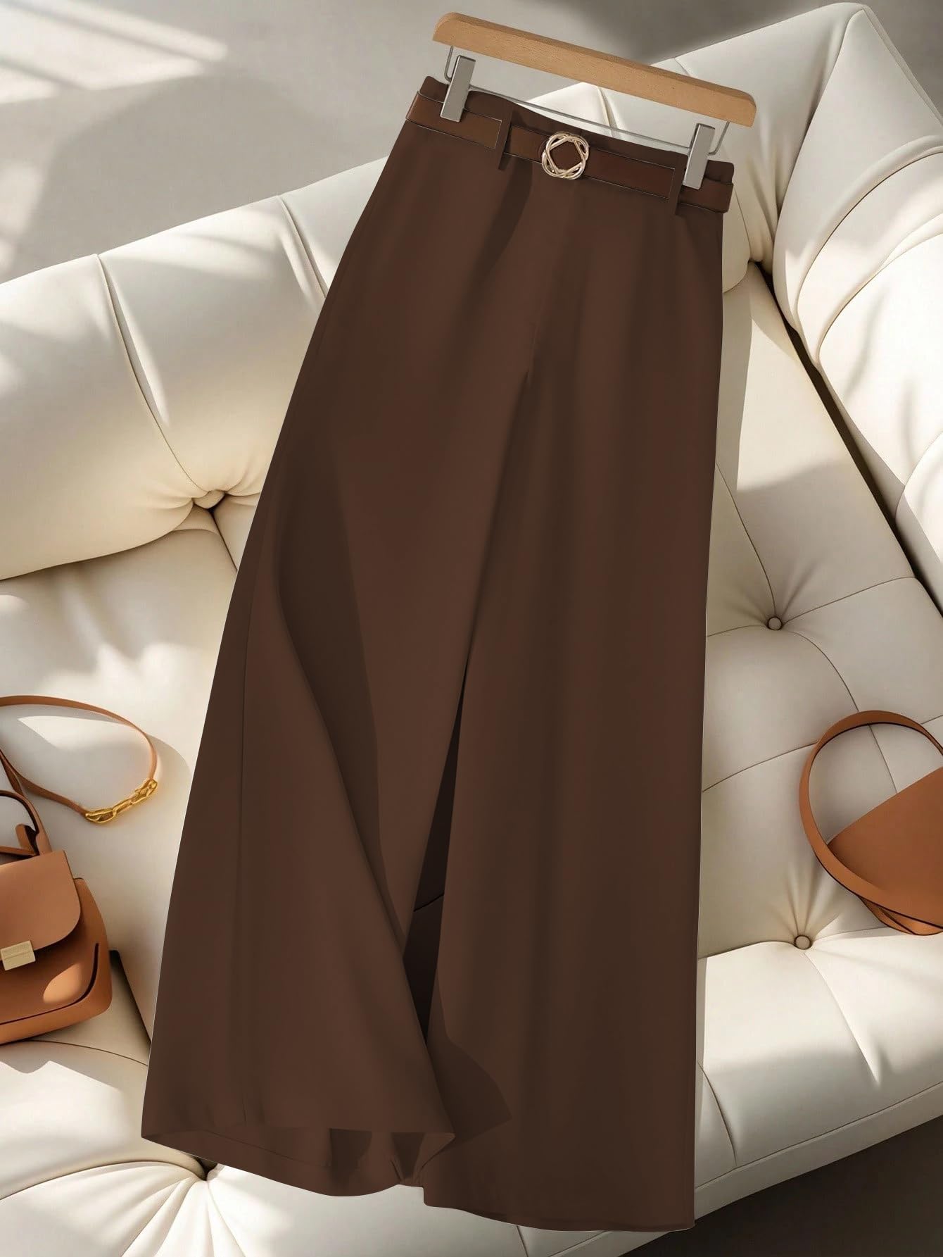 Toochki Damenhose Formale Koreanisches Büro | Schwarz Track Pant Beige | Gerade | Elastische Hose aus Baumwolle Spandex | Verschleißfester Unterer Bund