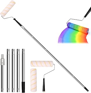 Farbroller-Set mit 9-Zoll-Bürste, abnehmbarem Stangengriff aus Edelstahl, multifunktionales langes Wandmalwerkzeug für den Haushalt, Wandpinsel für Decken, Wanddekoration und Zuhause
