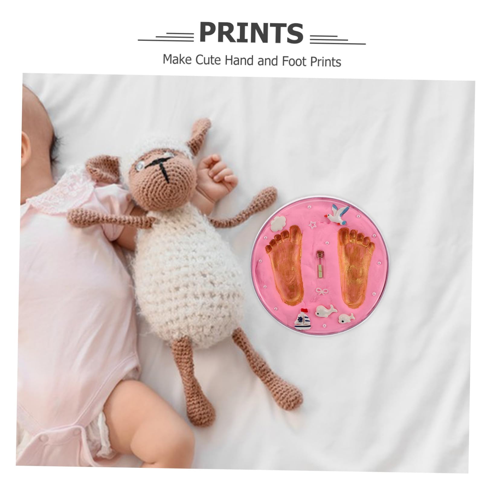 ERINGOGO Kit de Huellas de Ñiño Recién Nacido, Recuerdo para Manos y Pies, Color Rosa, Impresiones Claras y Detalladas para Baby Shower y 100 Días