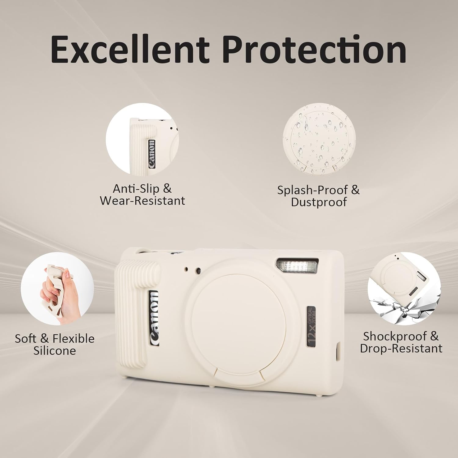 VOVMOEYA Case for Canon Powershot ELPH 360 HS/IXY 650/IXUS 285 HS-Off-White image 4