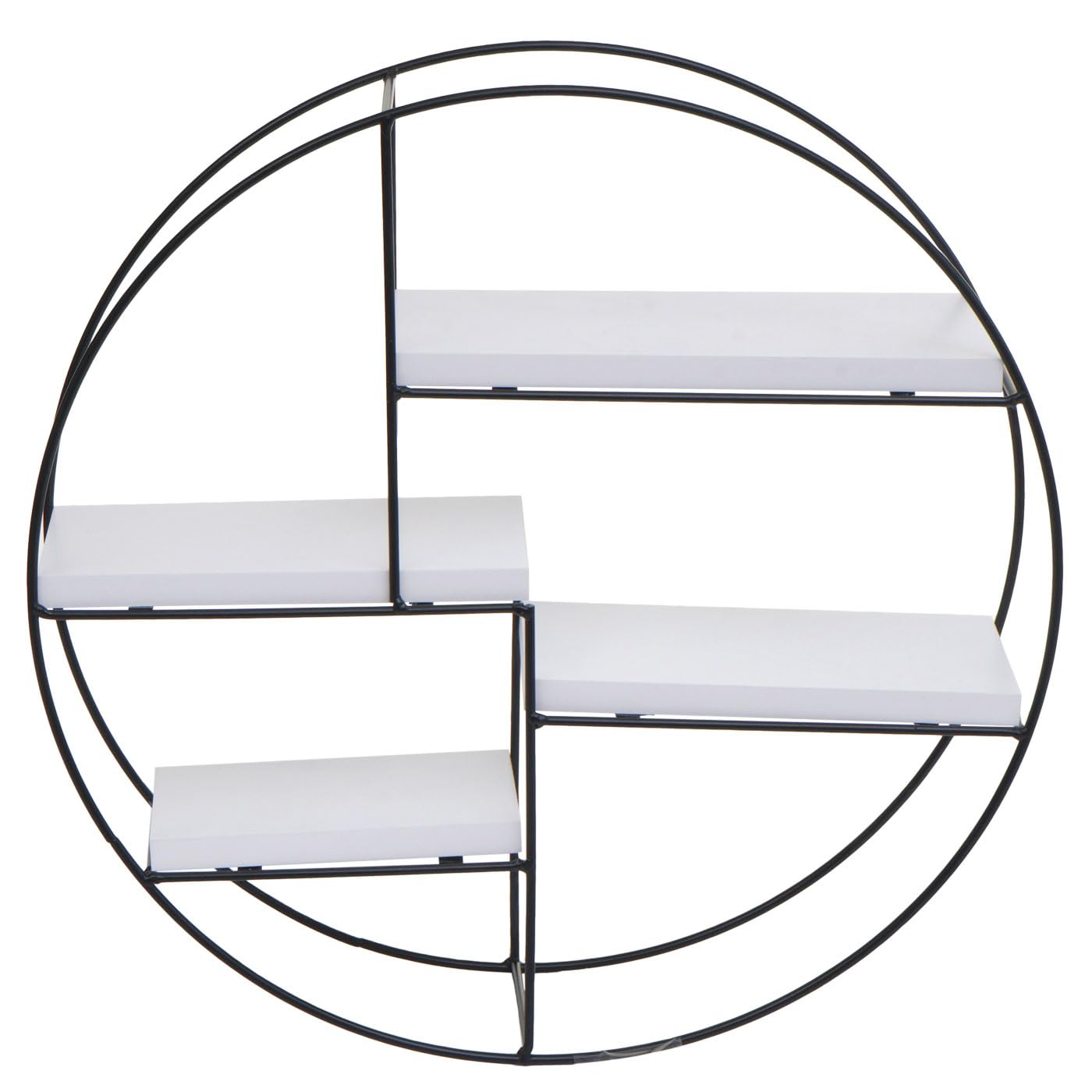 Mendler Regał ścienny HWC-K76, regał wiszący, 4 półki, metal, lite drewno, 45 x 45 x 11 cm, kolor biały