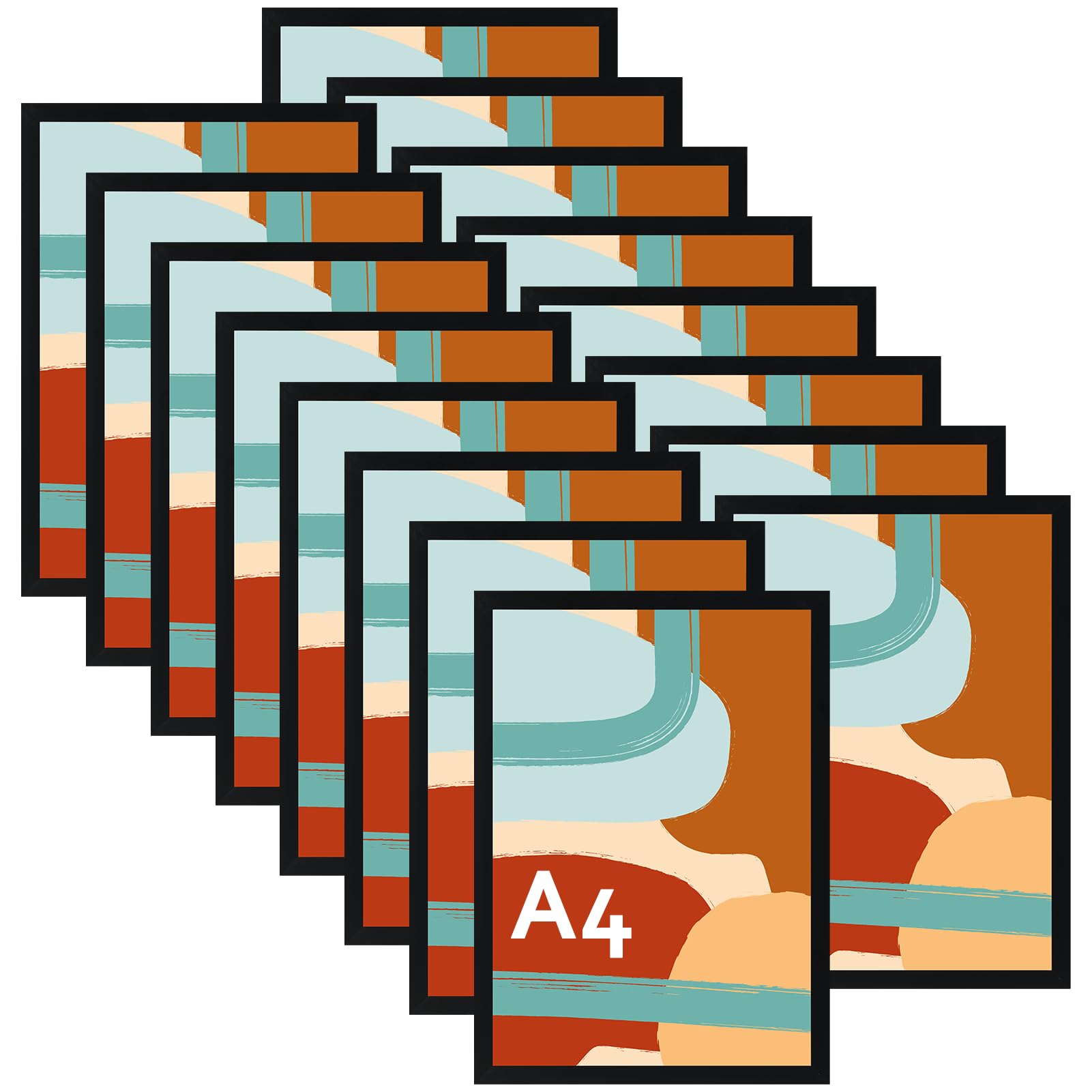 Ditwis A4 Picture Frame Black Set of 16, A4 Photo Frames for Certificates, Documents and Photos (21x29.7 cm), Wall or Desk Display