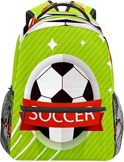 Mochila escolar para meninos e meninas, bola de futebol verde, bolsa de ombro para estudantes, bolsa de ombro para meninos e meninas, leve, durável, bolsa de viagem para trilhas, acampamento, mochila de dia