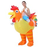 JOYBRO Inflatable Chicken Costume for Adult, Funny Rooster Costume, Riding Chicken Suit Perfect for Halloween, Carnival, Mardi Gras, Bachelor Parties, Cosplay and Themed Parties, One Size 150–190 cm