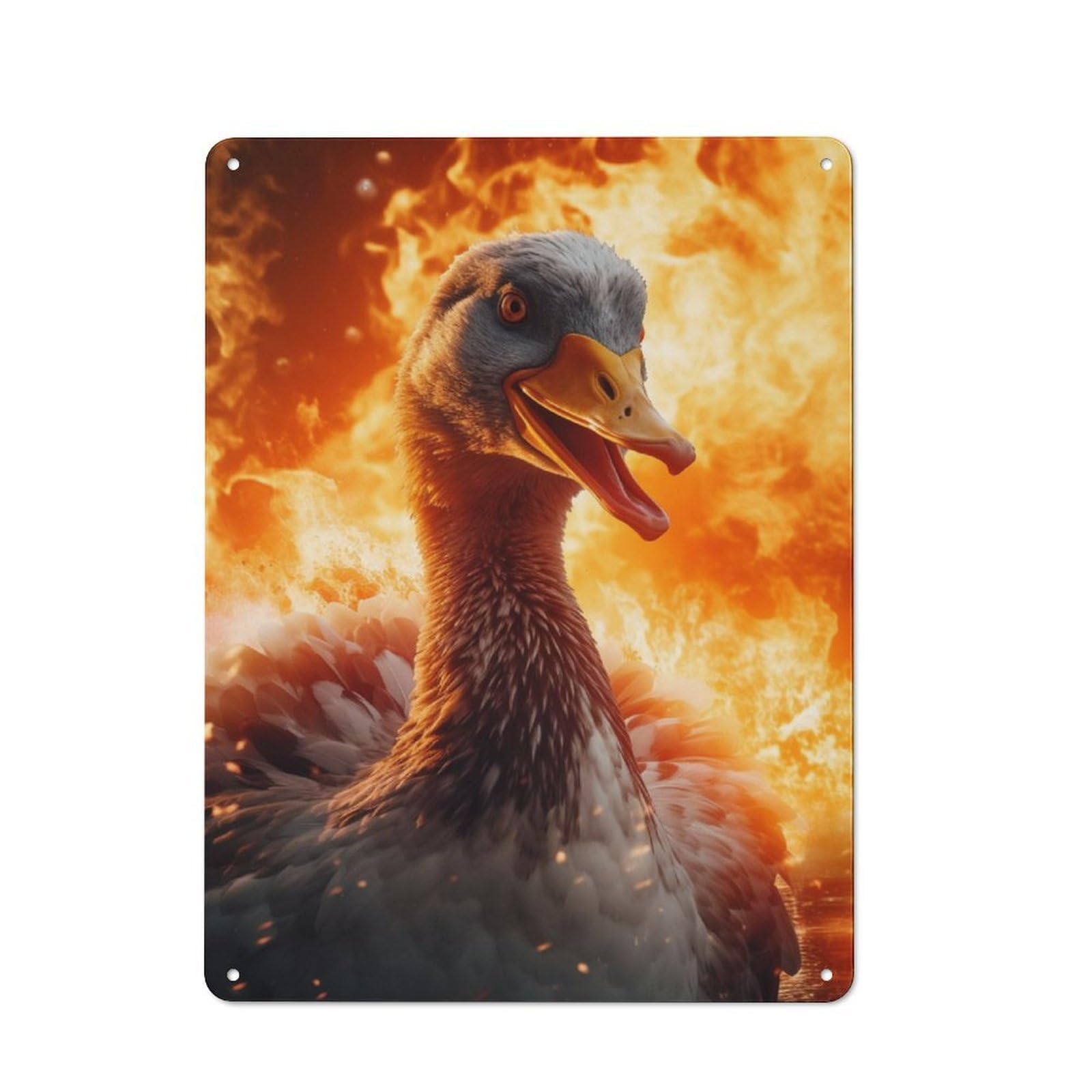 Junmoney Evil Goose Fire Flames Metal Gift Sign 40X30cm, Vintage Home Wall Decor For Home, Shop, Pub Or Studio Wall