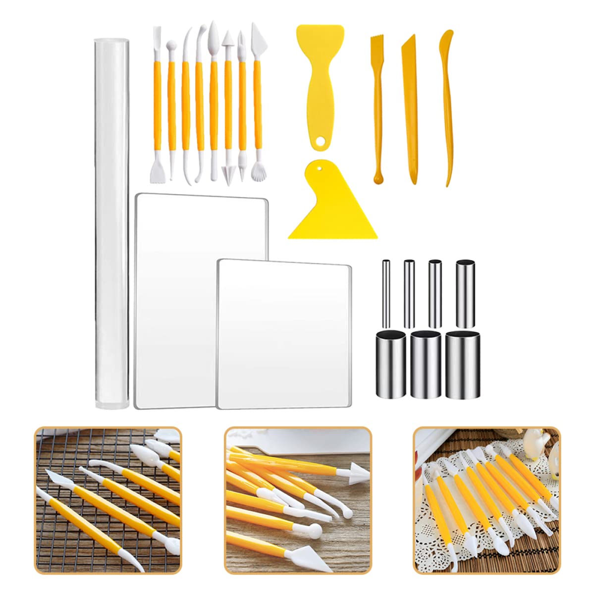Herramientas Para Cortar Arcilla Polimérica - Kit Con Rodillo Acrílico, Tabla Rectangular Y Cortadores, Ideal Para Manualidades, Joyería Y Proyectos DIY
