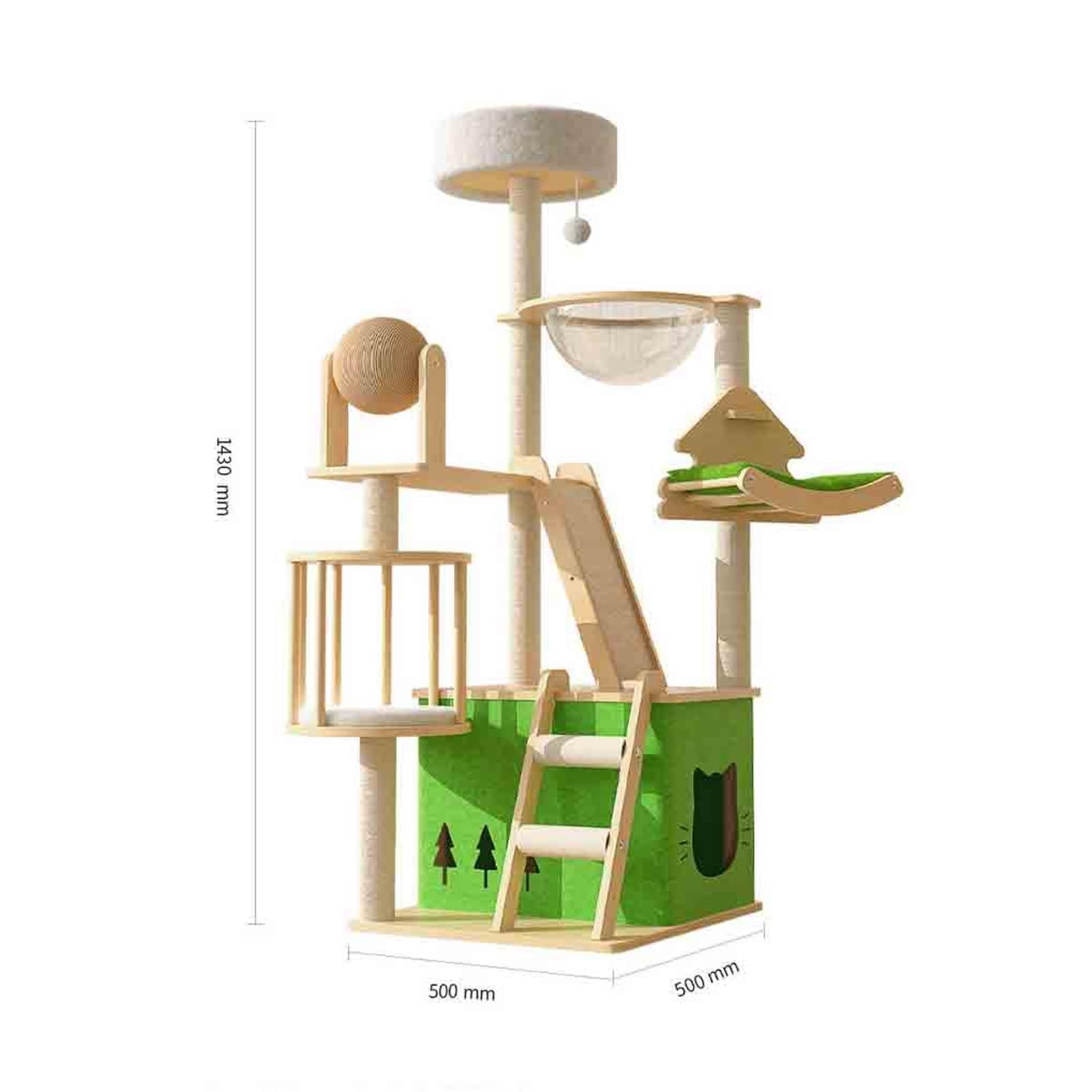 Torre de Gato Rascador for Gatos de 143 cm, Torre Mediana, Soporte for Escalar, casa Juegos