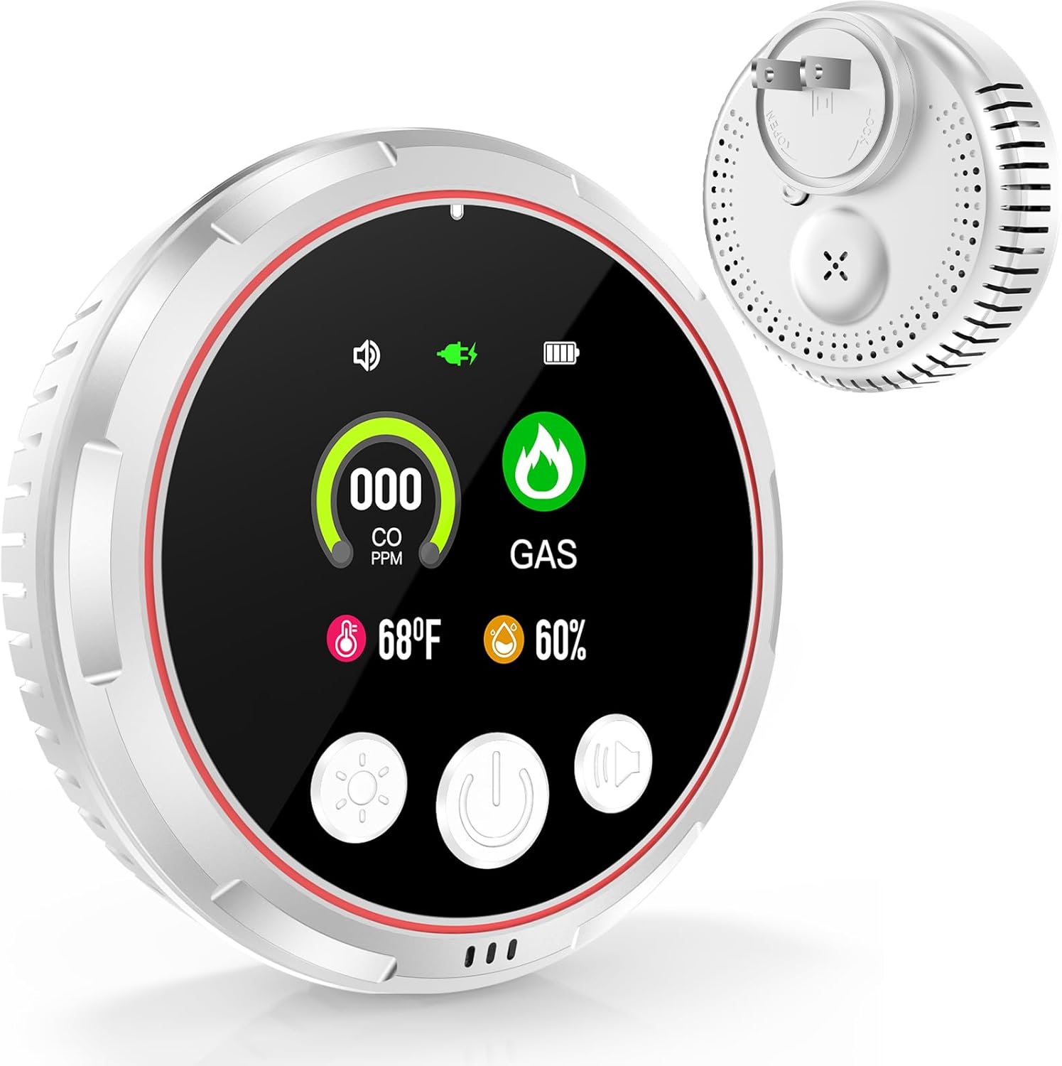 4-in-1 Carbon Monoxide Detectors & Natural Gas Leak Detector, Portable Carbon Monoxide Detectors Plug in & Battery Backup - Hotel and Travel Safety, RV, Home 1 Pack