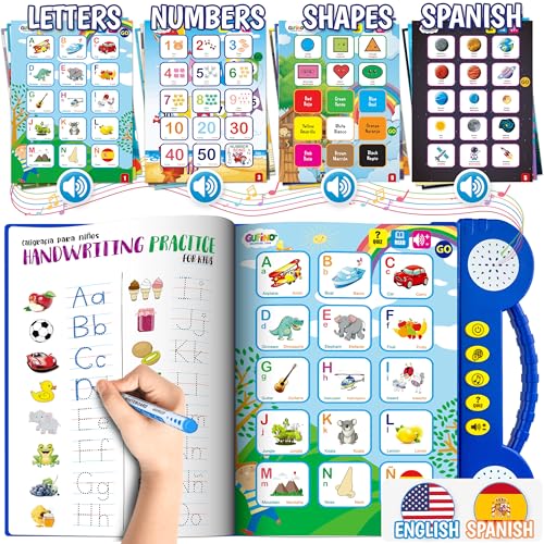 Image of Gufino Spanish Learning for Kids: ABC Learning for Toddlers, Busy Book, Speech Therapy, Alphabet Sound Book, Preschool Learning Activities, Letter Tracing, English & Spanish, Learn Spanish for Kids
