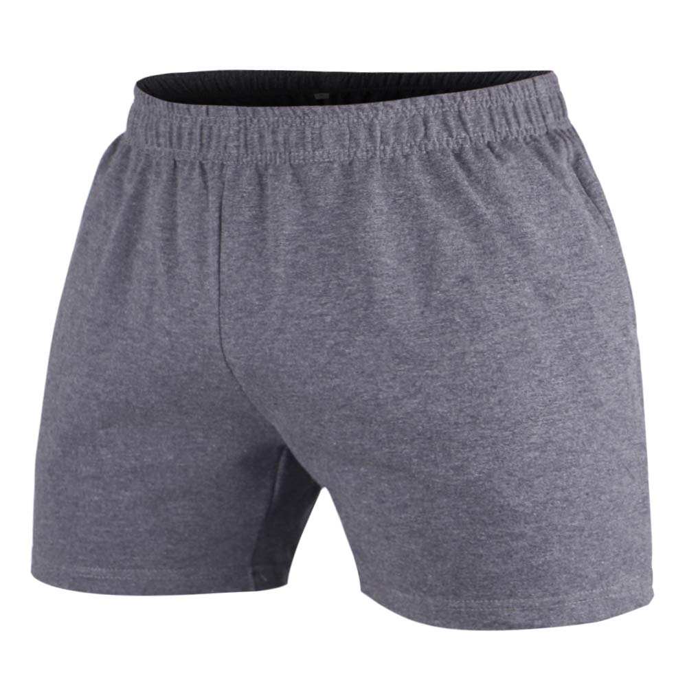 Muscle Alive Men Bodybuilding Gym Workout Shorts Sprots Fitness Terry Cotton 5 Inseam Dark Gray L