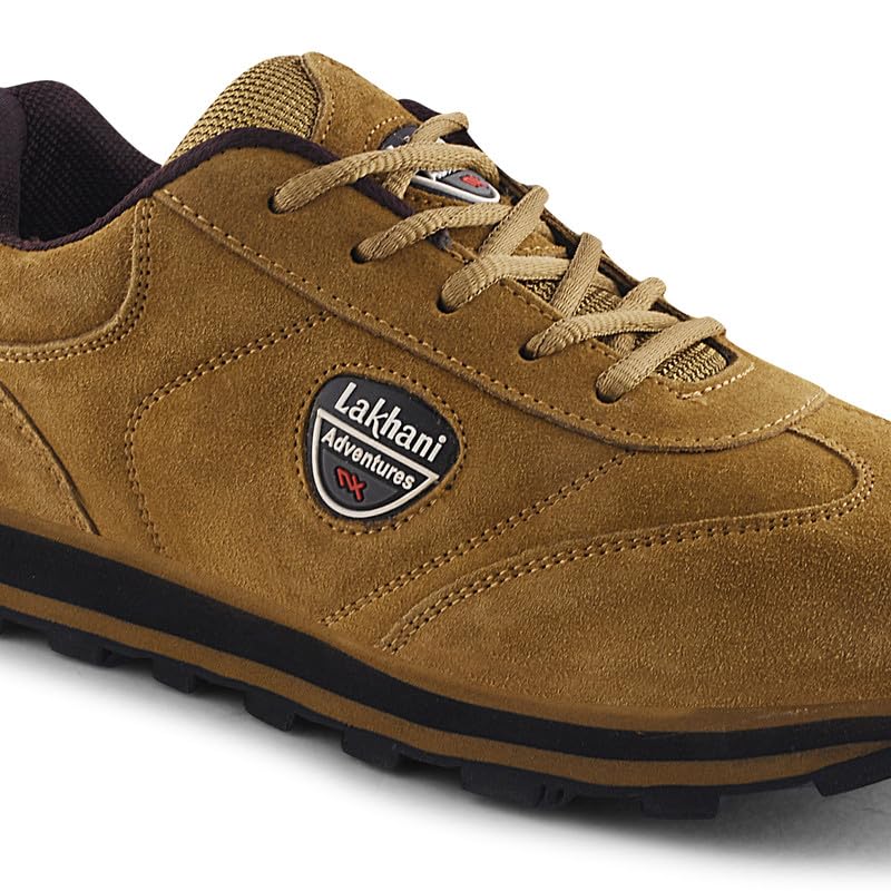 Image of Lakhani Men's Sports Shoes | Lightweight Breathable Running Shoes for Men | Leather Upper, Rubber Sole | Flexible, Comfortable Lace-Up Athletic Shoes