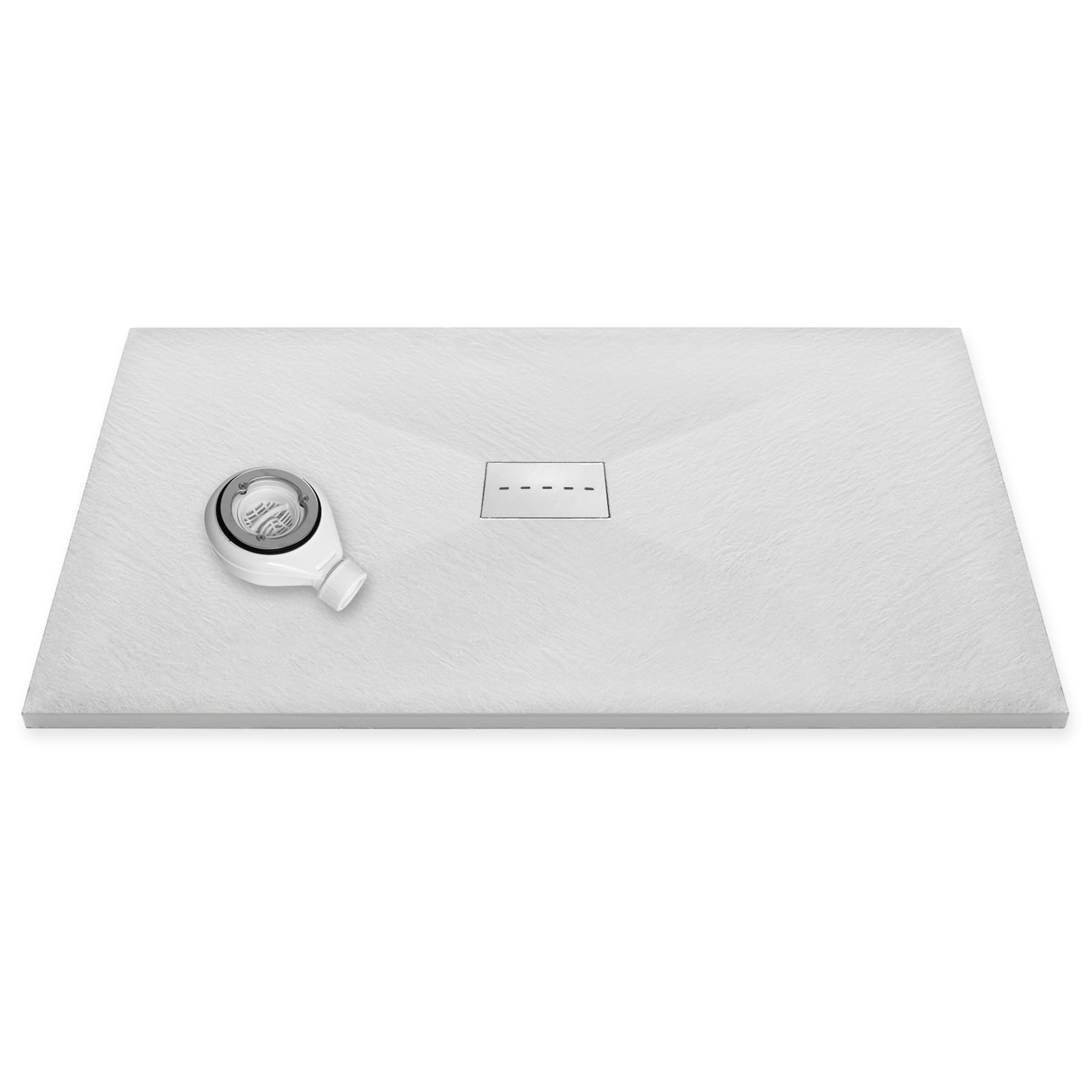 Thermopanel White Smc Shower Trays Base Slate Stone Effect Textured Non Slip With Waste And Smc Holes Cover - 1600 X 1000Mm