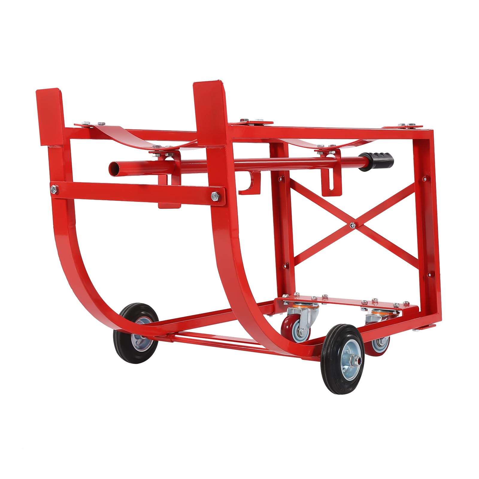 Supporto per fusti da 55 galloni, Rosso, Mobile, con Ruote, capacità 600 libbre, Robusto, per officine, fabbriche, Garage e Magazzini