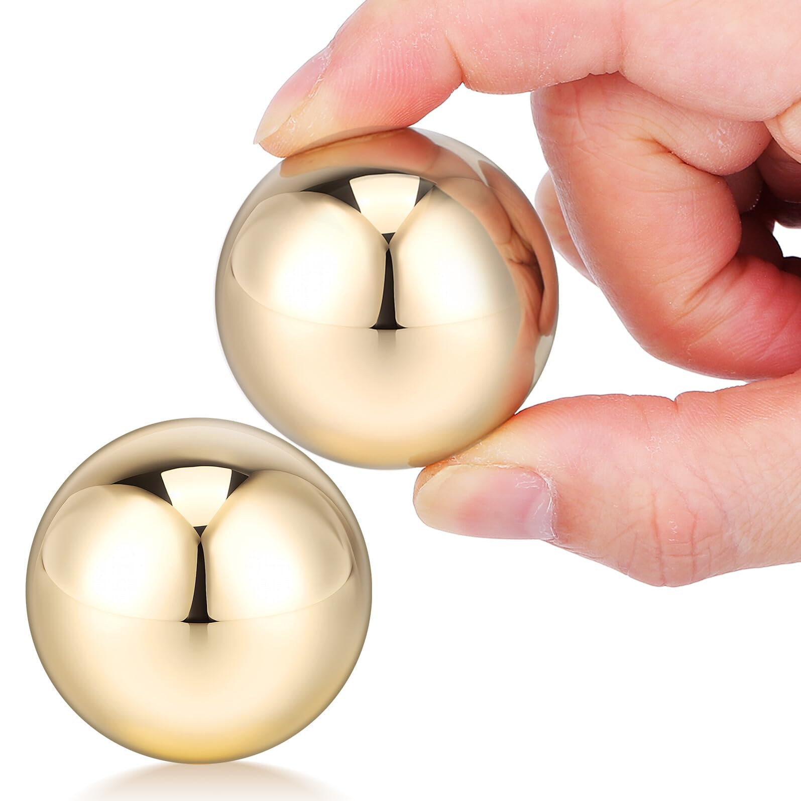 2 Stück Messing Massageball Handmassageball Gold für Zuhause