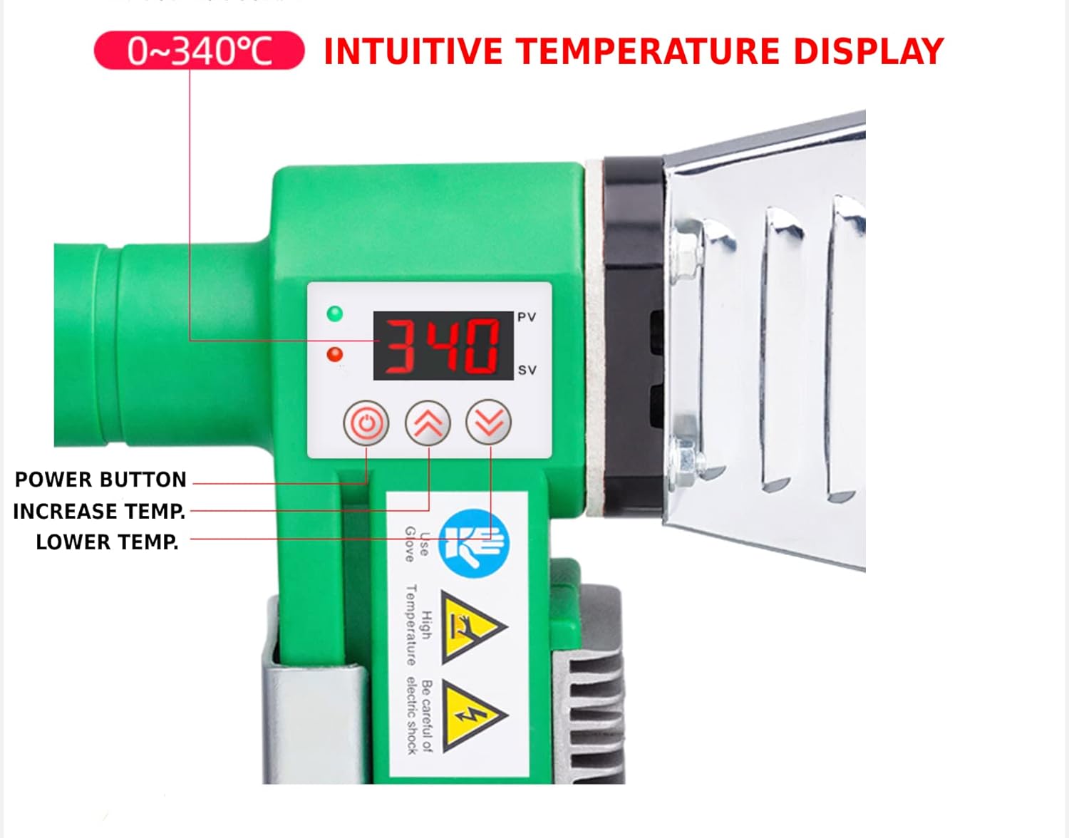 110V Plastic Pipe Welding Tool kit, Adjustable Socket Fusion Pipe Welder with 0.79/0.98/1.26'' Die