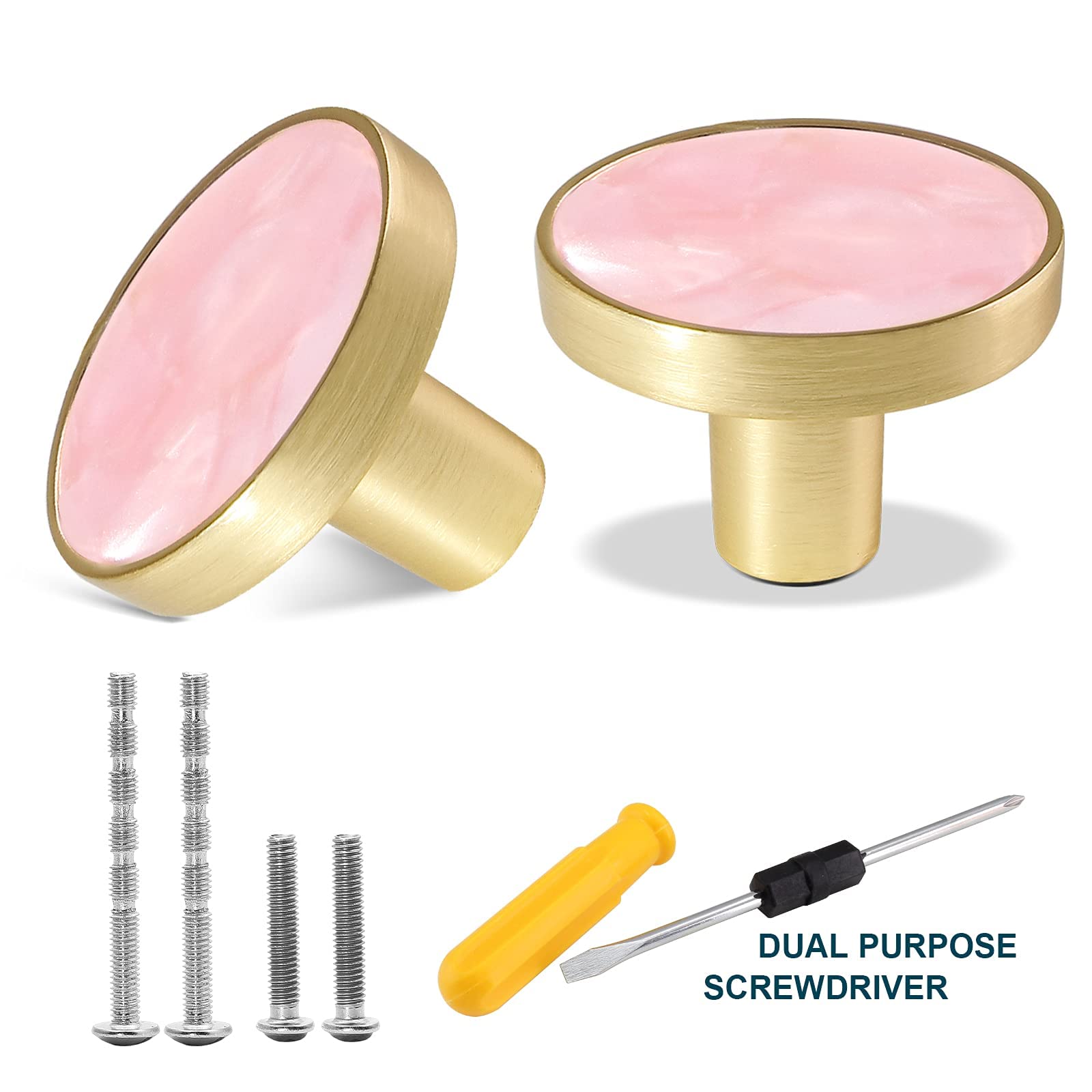 Lot de 12 boutons ronds en laiton pour tiroirs de commode, poignées de commode, boutons de placard de cuisine, placard, porte, matériel décoratif, 3,8 cm de diamètre, rose