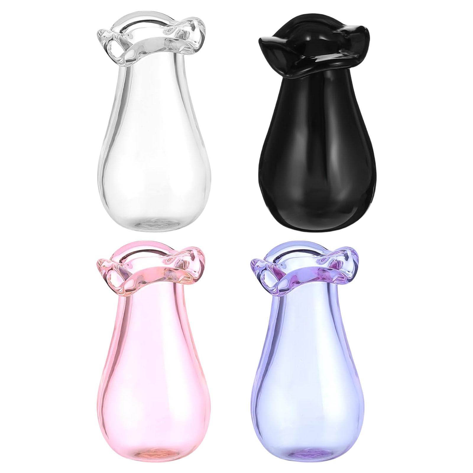 4Pcs Tiny Glass Vases Cats Beard Holder Tiny Vases for Flowers Miniature Jars Small Decoration for Dollhouses Miniature Jars