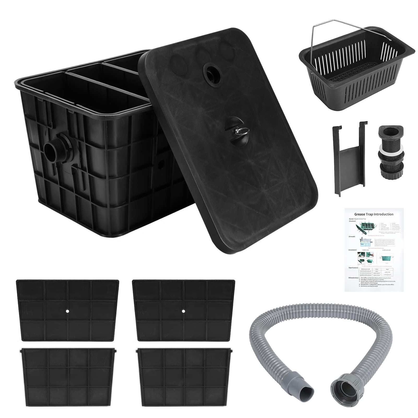 IRONWALLS Commercial Grease Trap 10 lbs, Top Inlet Grease Trap 5 Gallon