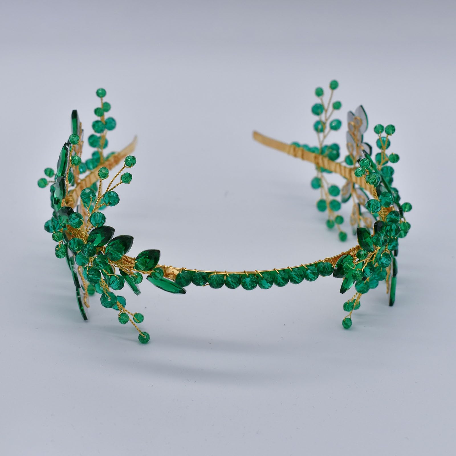 Cerchietto per capelli da sposa con strass | Copricapo fatto a mano per spose (verde), copricapo per feste, balli o compleanni