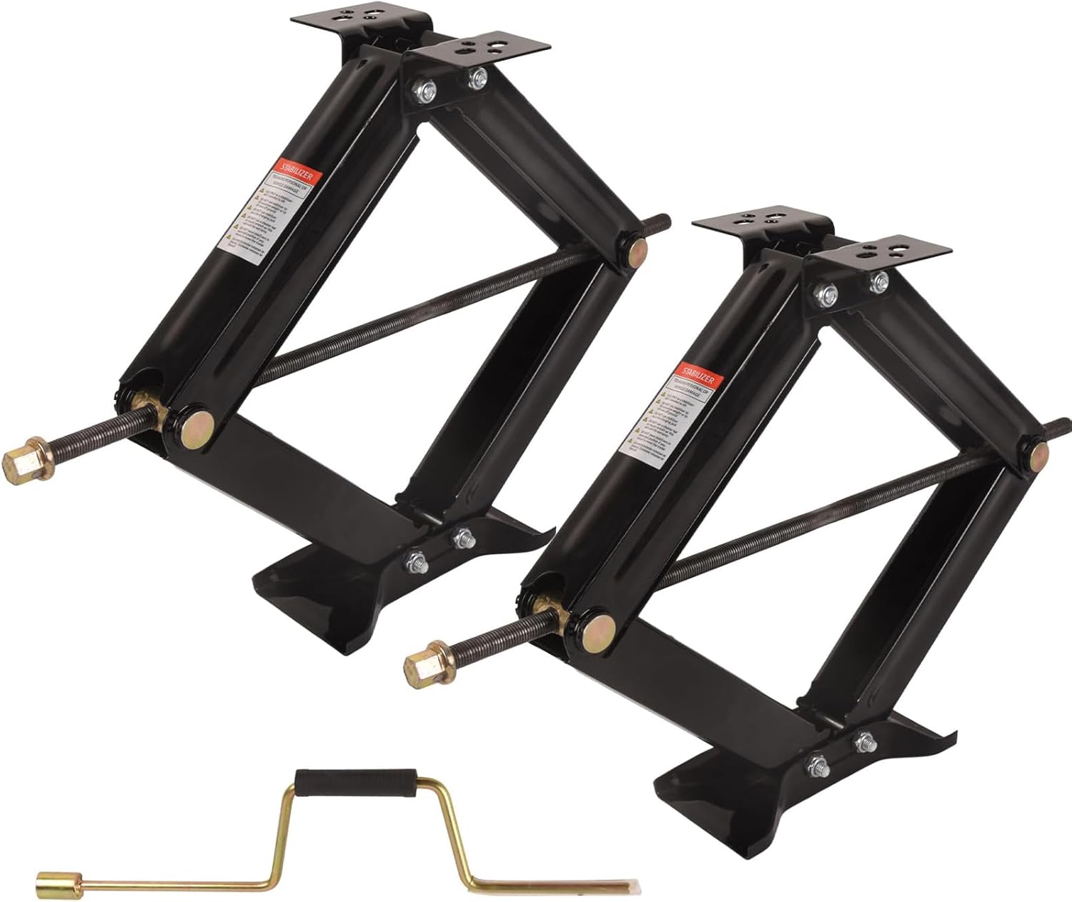 Doppy 2Pcs RV Stabilizing Scissor Jack, 2.95 Ton/6500 lbs Leveling Scissor Jacks Set with Handle, RV Trailer Camper Stabilizer, for Trucks Cars MPVs Sedans, Station Wagon