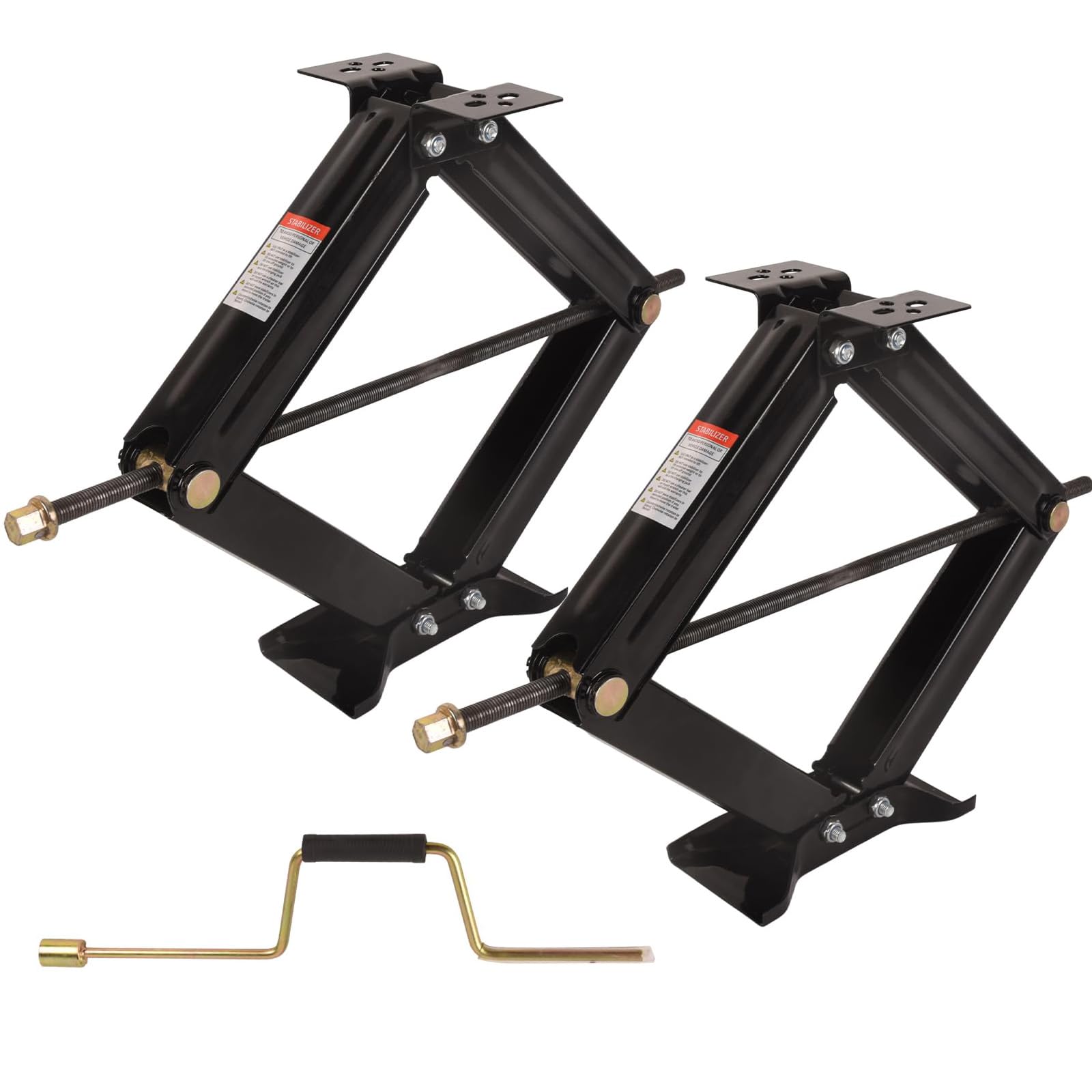 Doppy 2Pcs RV Stabilizing Scissor Jack, 2.95 Ton/6500 lbs Leveling Scissor Jacks Set with Handle, RV Trailer Camper Stabilizer, for Trucks Cars MPVs Sedans, Station Wagon