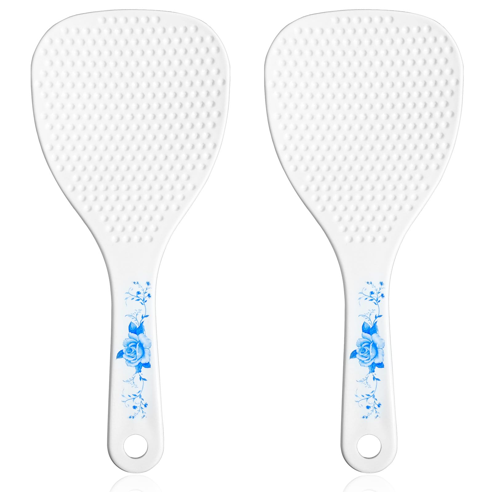 2-Pack Rice Spoon Set - White Non-Stick Rice Paddle, 19cm PP Kitchen Utensil with Hanging Hole