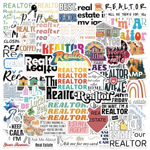 Realtor Stickers|50Pcs House Agent Waterproof Vinyl Decals for Water Bottles Laptop Refrigerator Luggage Cup Computer Mobile Phone