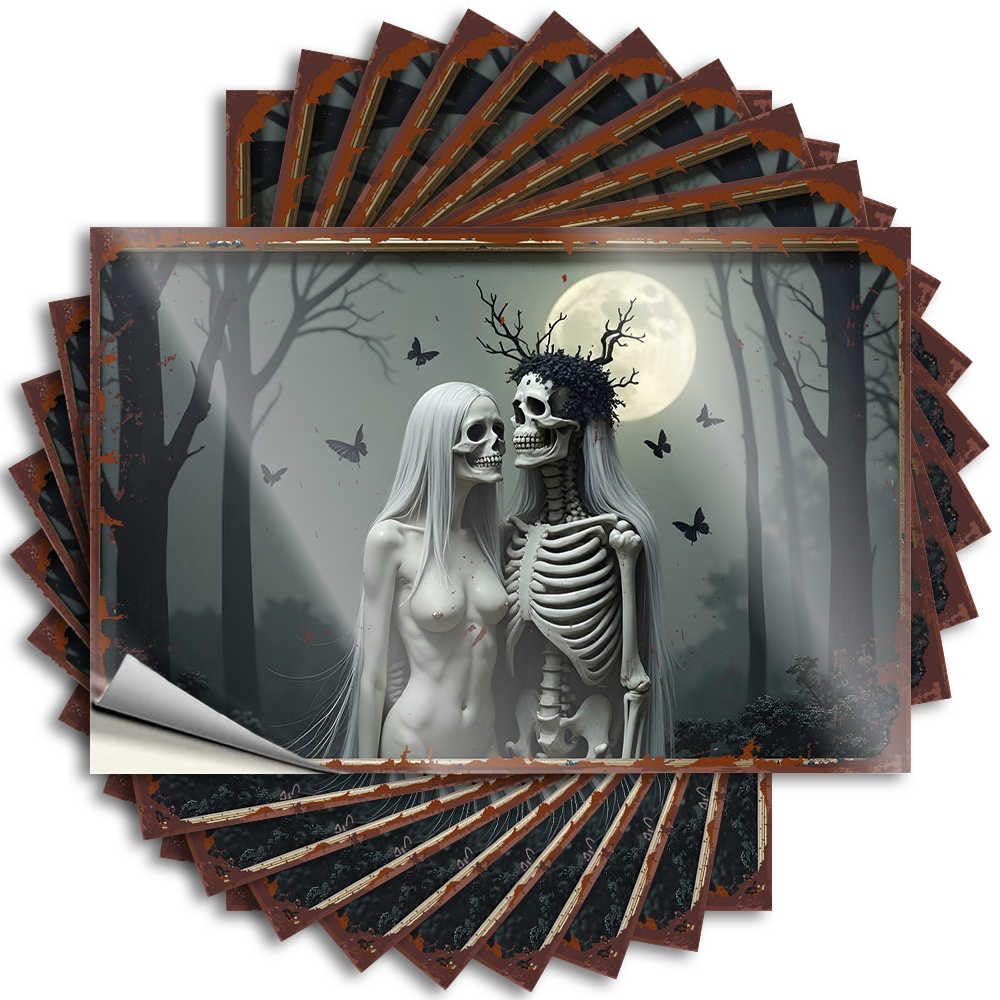Happy Halloween Spooky Halloween Skulls Western Entry Way Decoration - Tattoos Hat Removable Vinyl Decal(12X18CM)