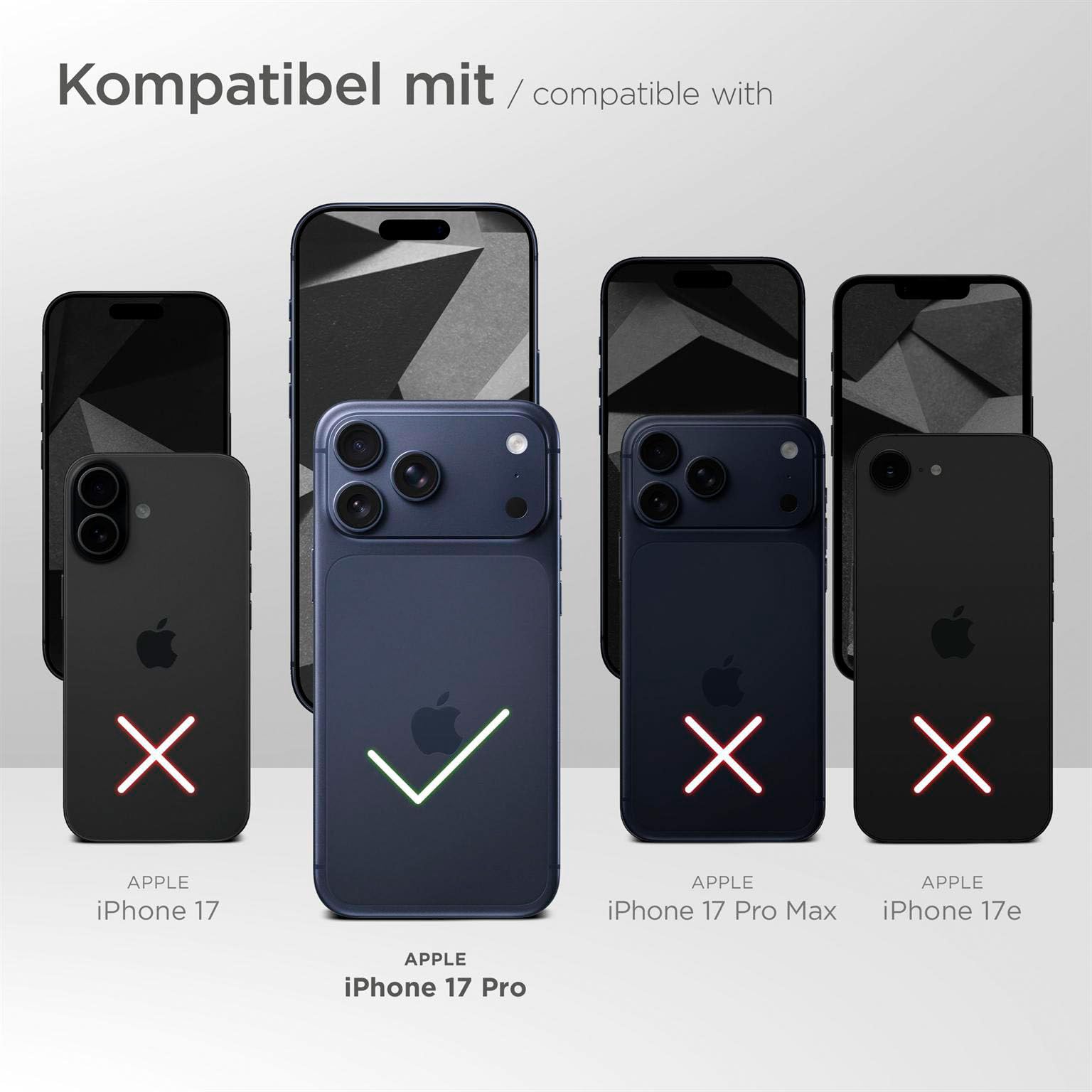moex Custodia 4 in 1 per iPhone 17 Pro con 3 pellicole protettive, protezione a 360°, flip case + pellicola FlexProtect, in pelle PU, blu