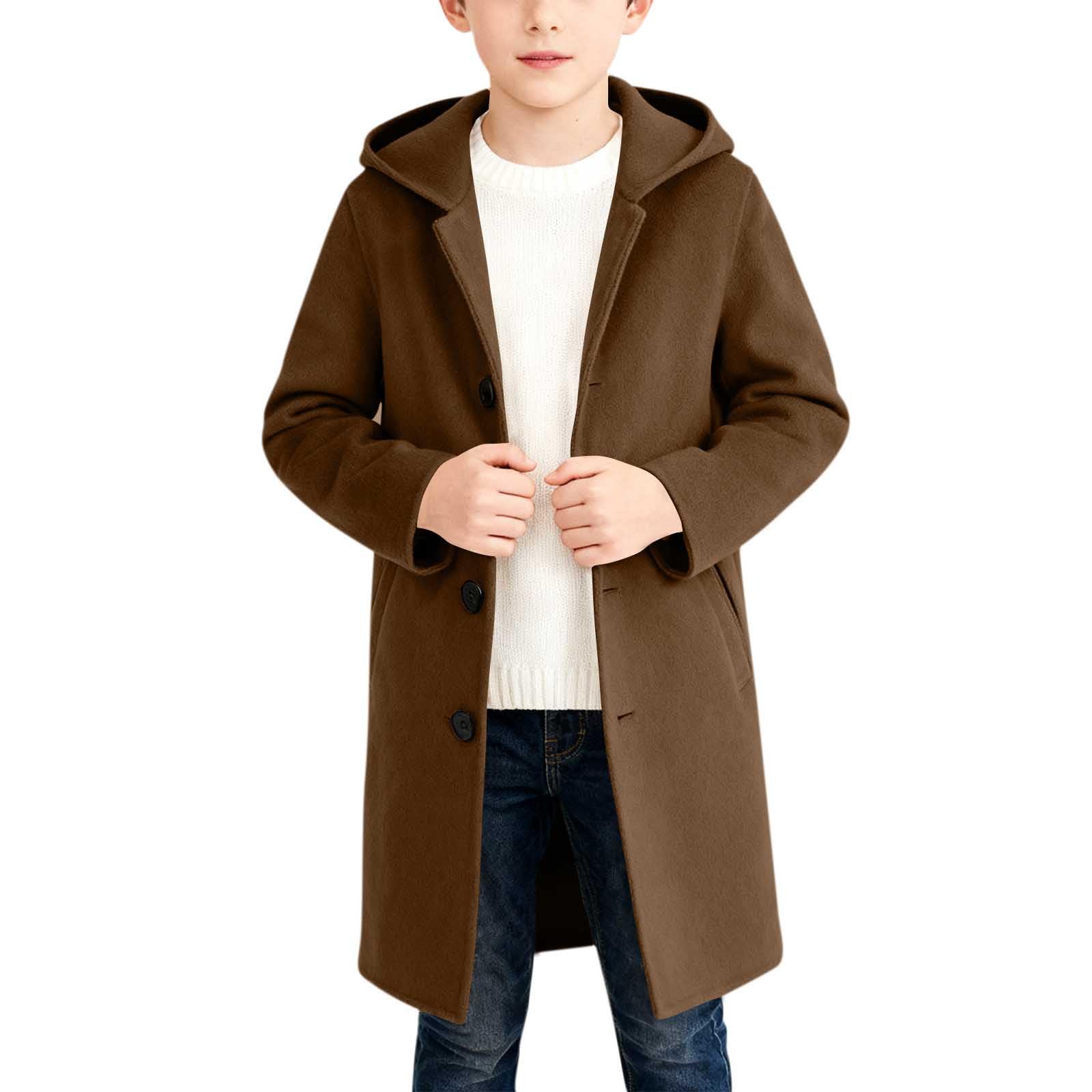 Generisch Abrigo de primavera y otoño, abrigo con capucha abotonado para niñas y niños, gabardina clásica estilo gabardina, ropa exterior para niños