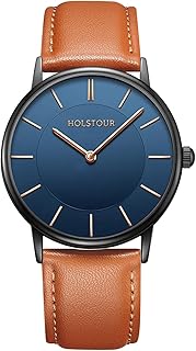 HOLSTOUR Watches for Men Minimalist Fashion Business Wrist Watch Analog with Leather Strap