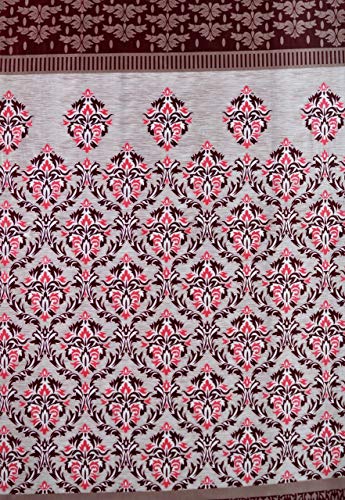 Image of Home Sizzler Shalimar Frill Panel Damask 2 Piece Eyelet Polyester Window Curtain Set - 5ft, Maroon