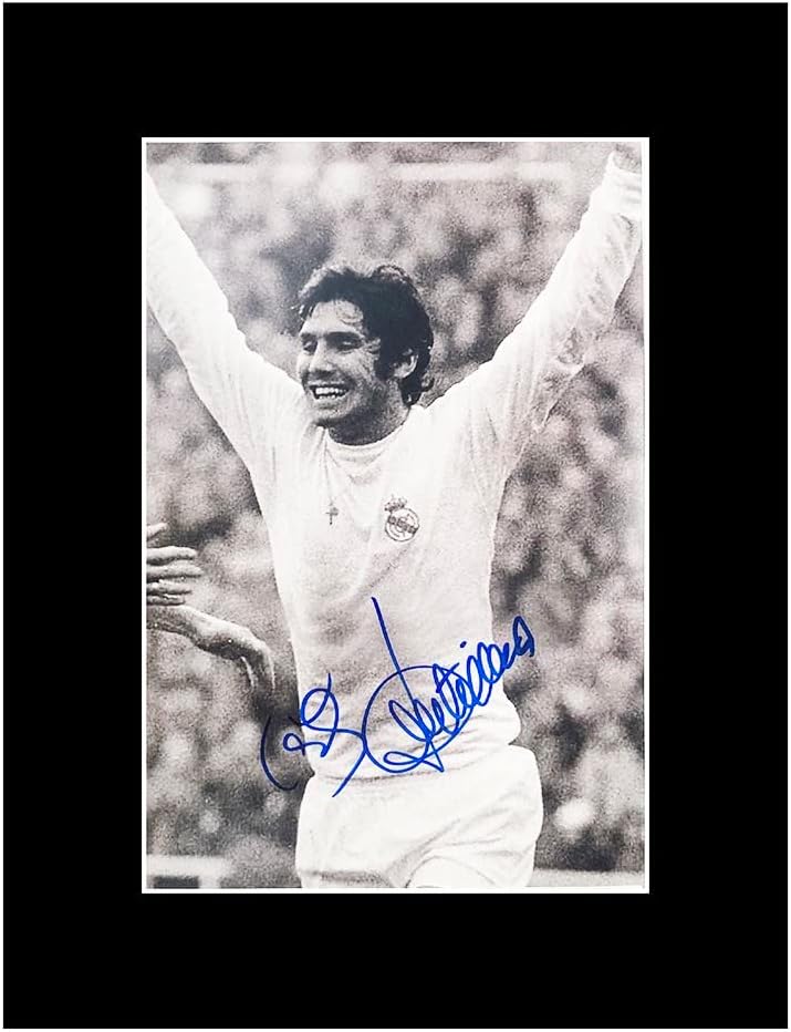 Firma Stella Signed Santillana Photo Display 16x12 Real Madrid Icon