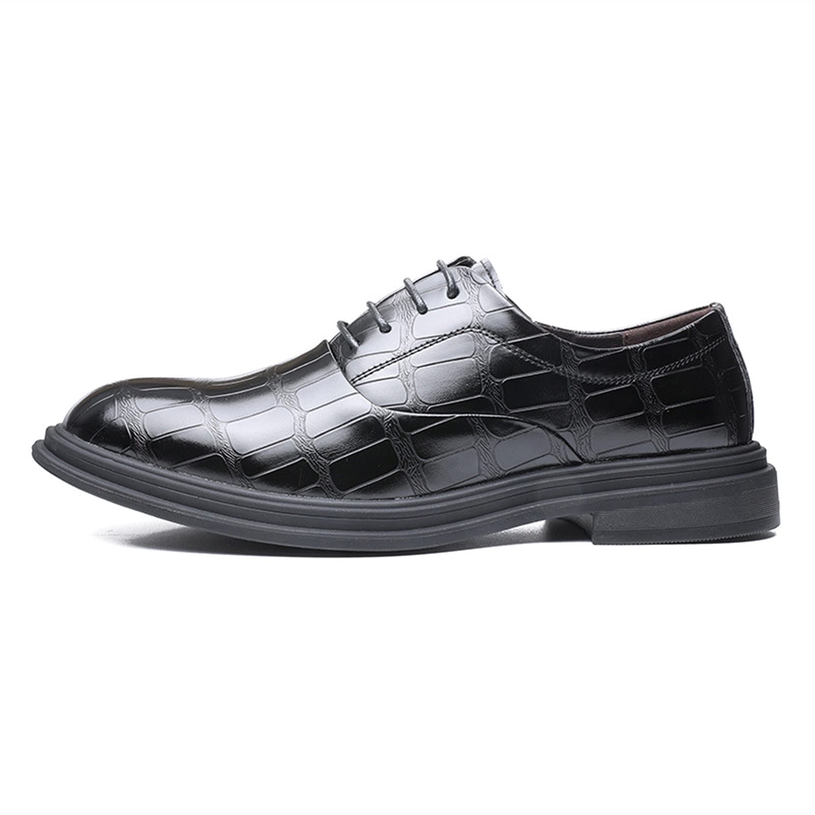 Gray Men\'s Crocodile Embossed Lace-Up Formal Business Dress Oxford Shoes Animal Print Oxford Gray Dress Shoes for Men for sale | eBay main image 2
