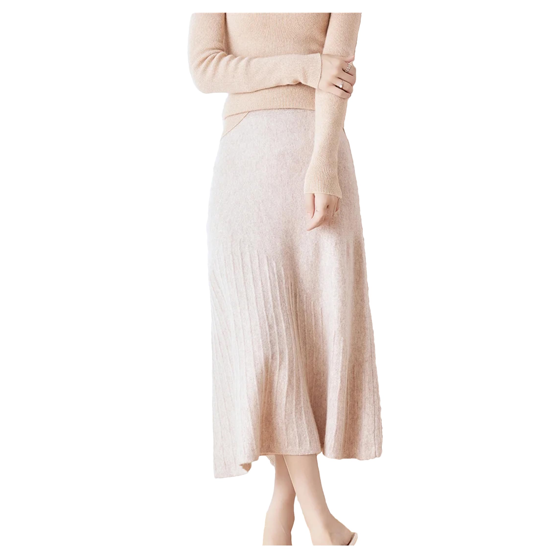Womens Merino Traf Sweater V-Neck Striped Skirt