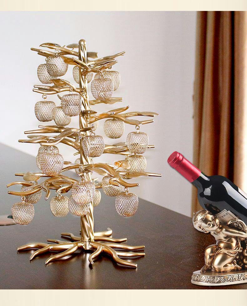 Amazon.co.jp: 置物 金色のりんごがたわわに実る木 網目模様のリンゴ